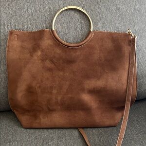 Banana Republic Factory brown Suede Tote with Gold Ring